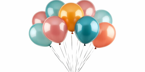 A Bunch of Colorful Balloons Floats Gracefully Against a White Backdrop