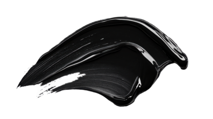 Glossy black paint stroke on transparent background. Transparent background
