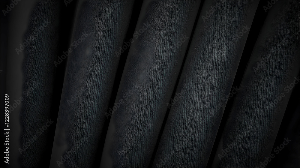 Poster Dark Textured Cylinders Aligned Diagonally Creates Abstract Design with Deep Shadows