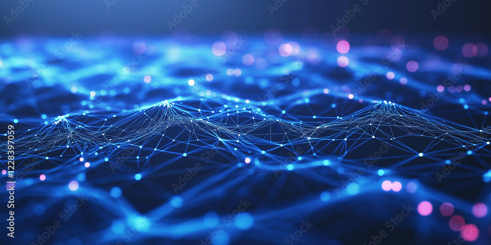 Poster network connection dots and lines. technology background. 3d rendering.