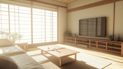 Fototapeta premium Japanese Minimalist Living Room
