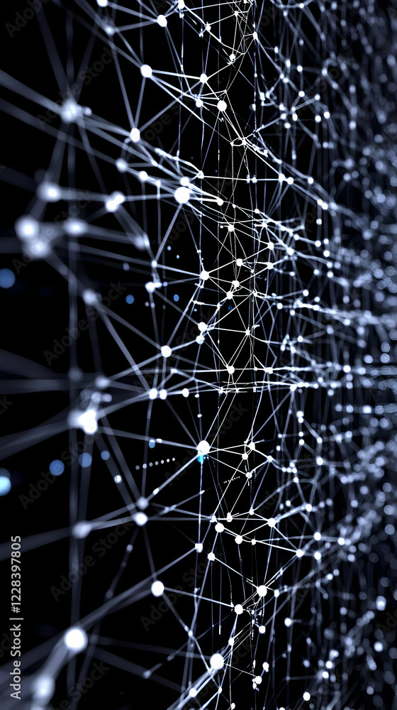 Aufkleber abstract network background connects nodes and lines dynamically with digital plexus design.
