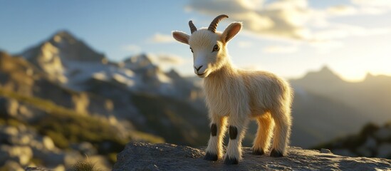 Cute Goat on Mountaintop