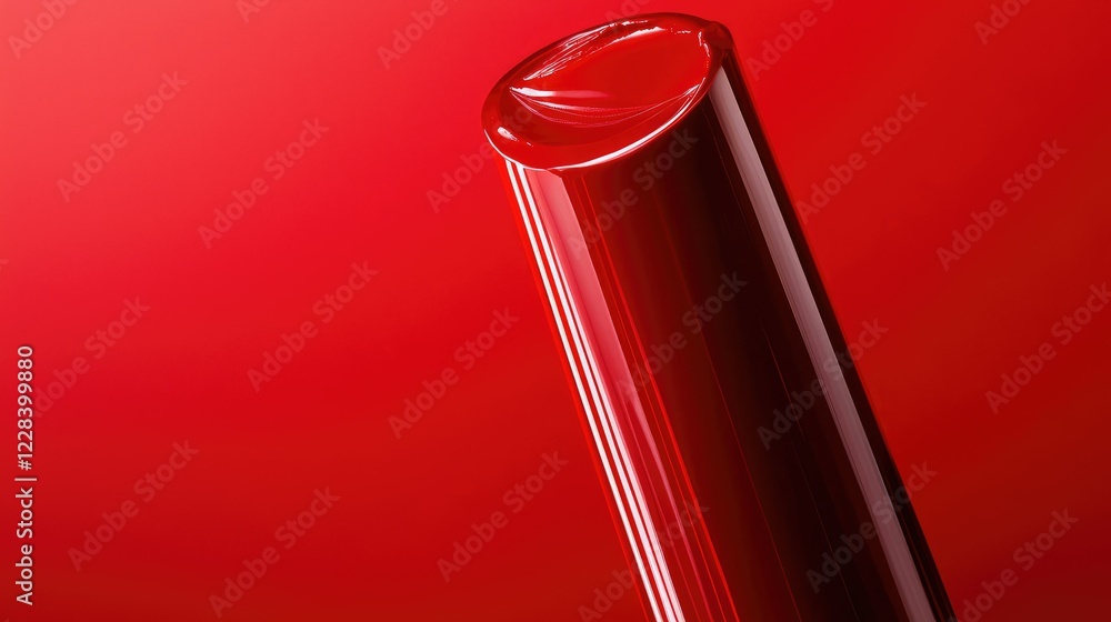 Aufkleber glossy red cylinder on smooth red background for abstract concepts