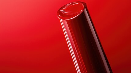Glossy Red Cylinder on Smooth Red Background for Abstract Concepts