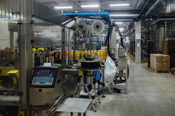 Production line of bottling of beverage into plastic bottles
