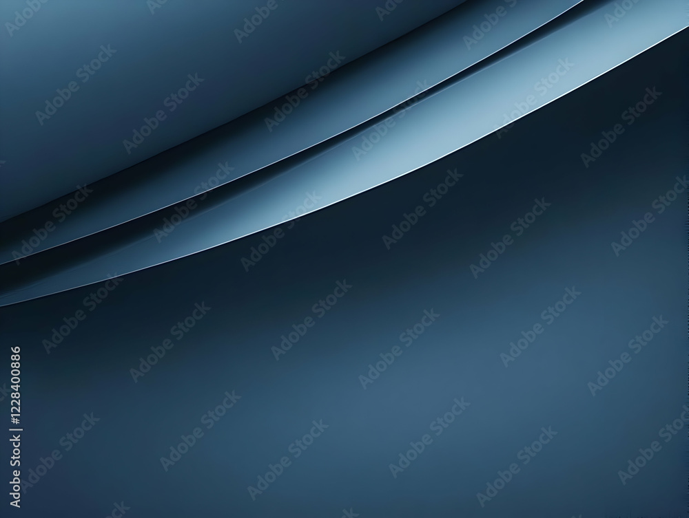 Poster abstract blue background with smooth curves creates a sense of depth and elegance.
