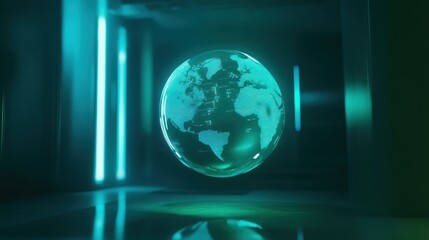 Futuristic Digital Globe: A Holographic Earth in a Cyberspace