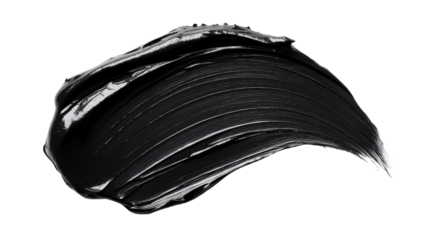 Smooth black paint stroke on transparent background. Transparent background