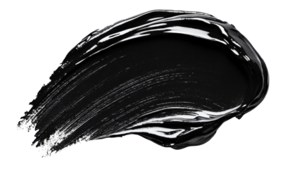 Bold black paint stroke on transparent background. Transparent background