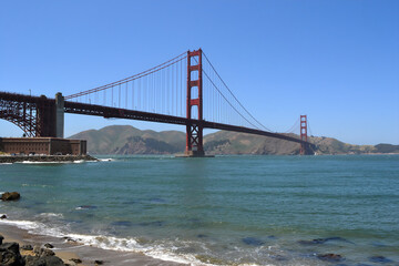 Golden Gate Bridge and San Francisco Bay. Scenic Landscape with Ocean View