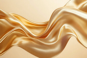 Elegant Flowing Golden Waves with Glowing Particles on a Dark Background, Abstract Futuristic Texture and Luxury Artistic Design