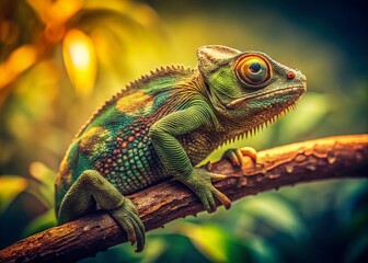 Obraz premium Vintage Photo of Indian Chameleon in Sri Lanka - Reptile Wildlife