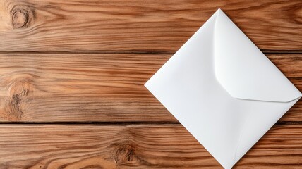 White envelope on wooden surface, ready for mailing