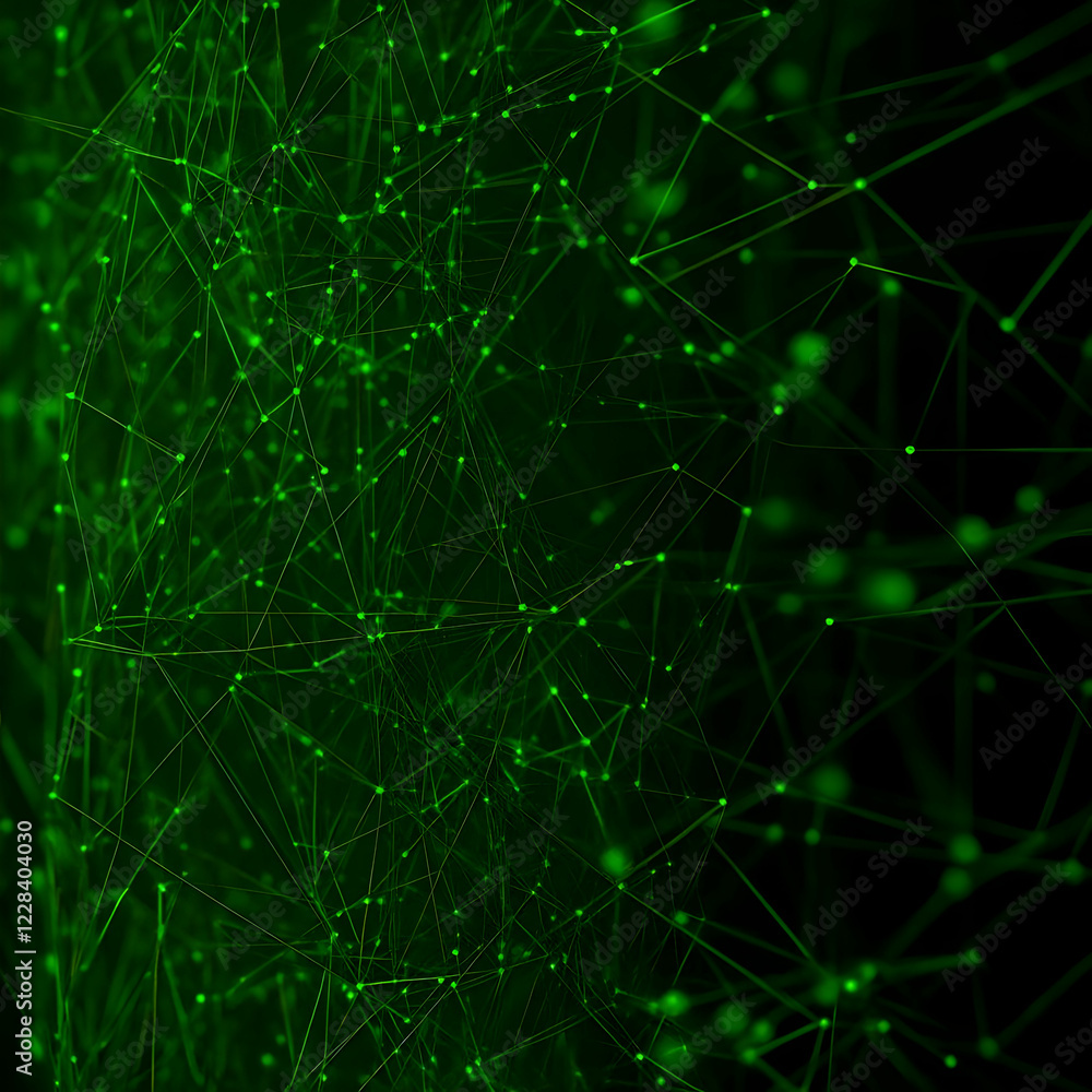 Poster abstract 3d green network structure connects nodes smoothly in digital space