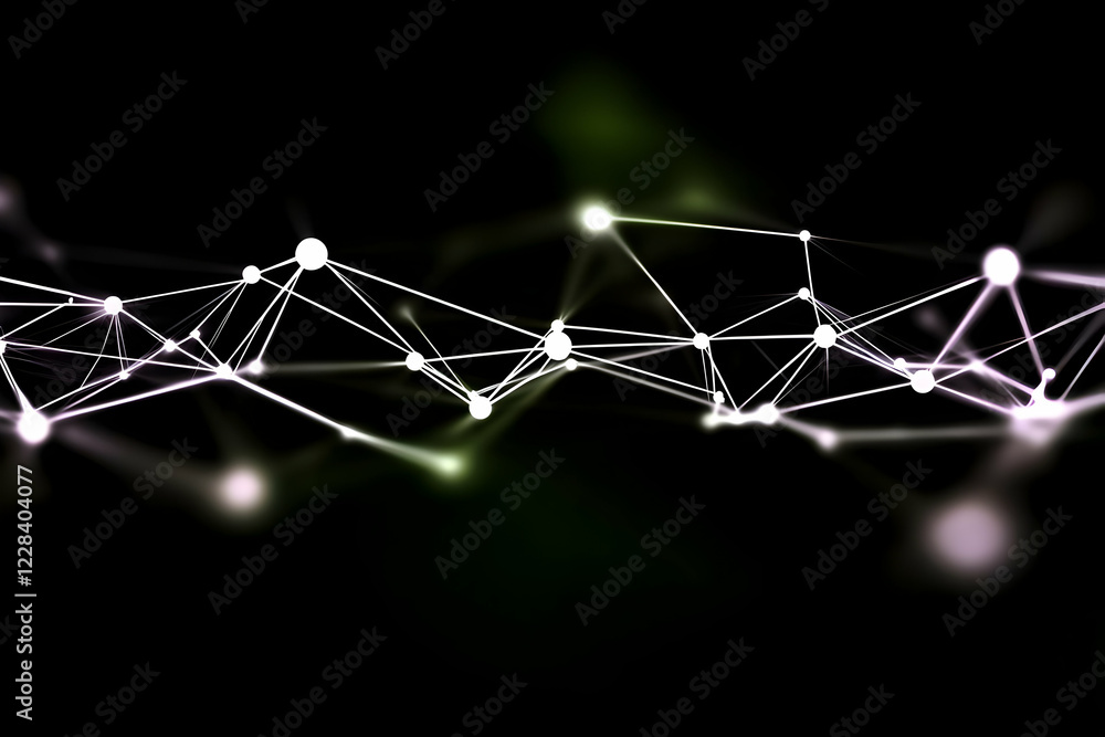 Poster abstract background shows glowing network connections with futuristic design and dark background.