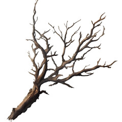 Fototapeta premium Dead Tree Branch, Dry and Leafless Isolated on Transparent Background