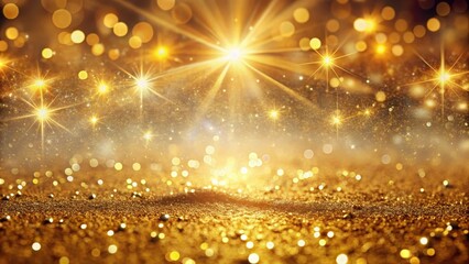 Naklejka premium Luxurious gold glitter abstract background with shimmering light rays and vintage bokeh effects, Opulent Texture, Gold Accent