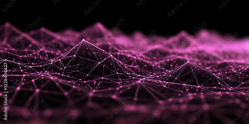 Aufkleber pink plexus network forms abstract mountain range in digital landscape