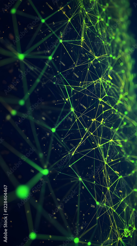Aufkleber abstract green network illustration connects glowing nodes and data streams seamlessly in digital sp