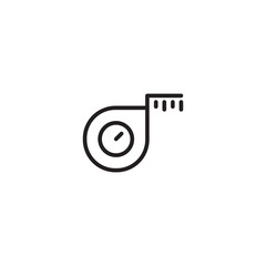 Measuring tape icon. Tape measure symbol. Rolled measuring tape icon. Compact ruler measure. Minimalist tape measure.