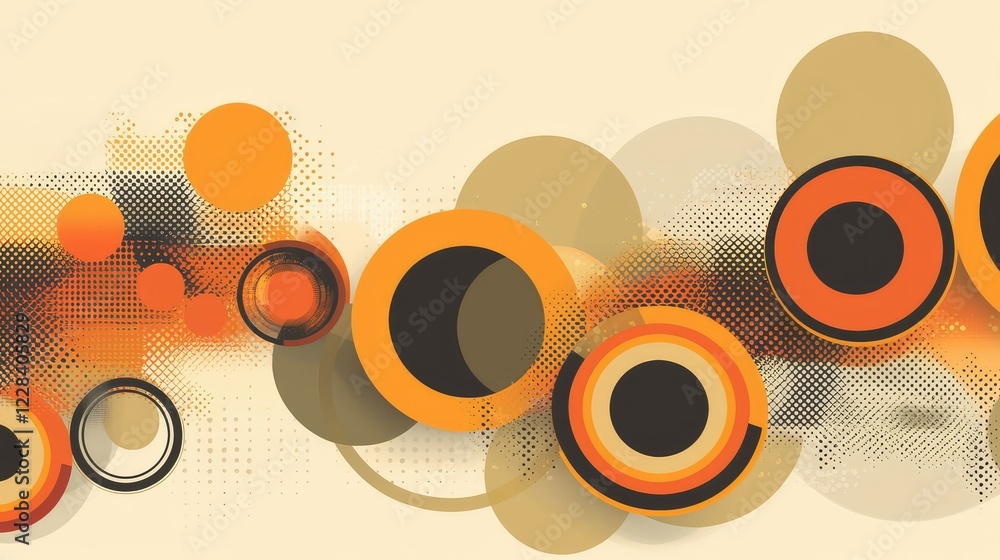 Poster abstract geometric pattern with circles and colorful shapes