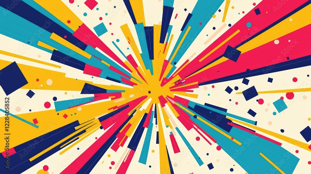 Aufkleber colorful abstract explosion design with dynamic lines and shapes