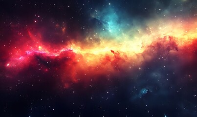 Fototapeta premium Cosmic nebula, fiery clouds, space, stars, background, artwork, design, vibrant