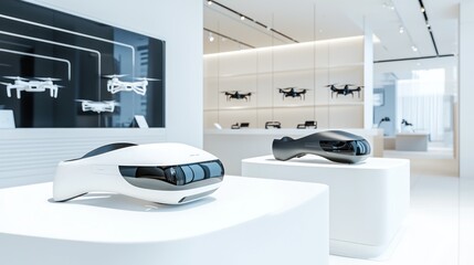 Fototapeta premium Modern Drone Display in Tech Store