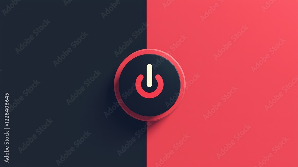 Poster modern minimalist power button design with black and red background