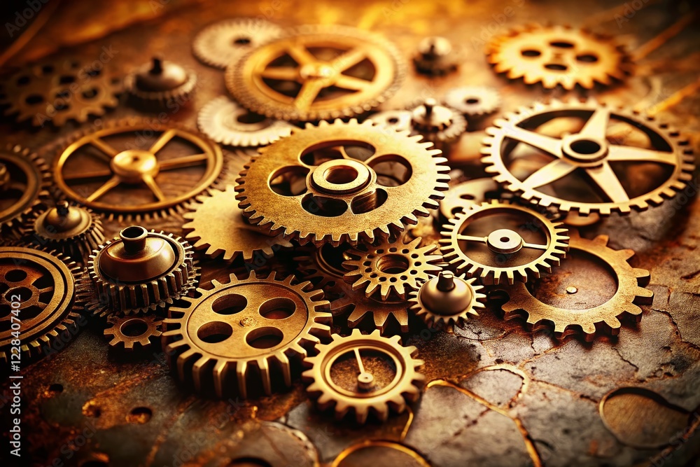 Poster vintage style photo: interconnected gears representing service oriented architecture