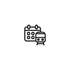 Train calendar icon. Rail schedule symbol. Calendar with train icon. Train travel reminder. Simple rail plan icon.