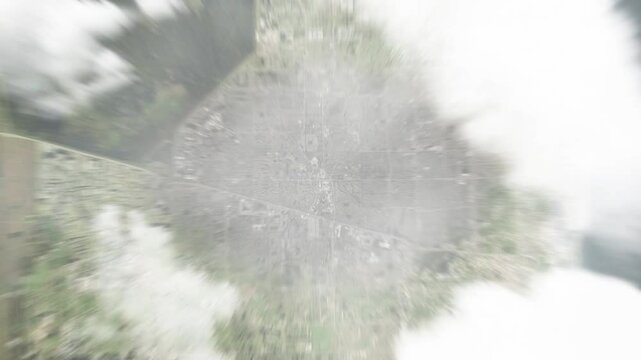 Earth zoom in from space to Plantation, Florida, USA. Followed by zoom out through clouds and atmosphere into space. Satellite view. Travel intro. Images from NASA