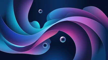 Abstract digital artwork featuring colorful flowing shapes in shades of blue, purple, and pink against a dark background, creating a sense of depth and movement.