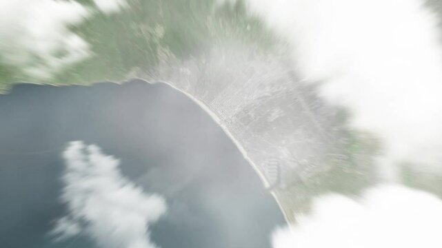 Earth zoom in from space to Santa Monica, California, USA. Followed by zoom out through clouds and atmosphere into space. Satellite view. Travel intro. Images from NASA