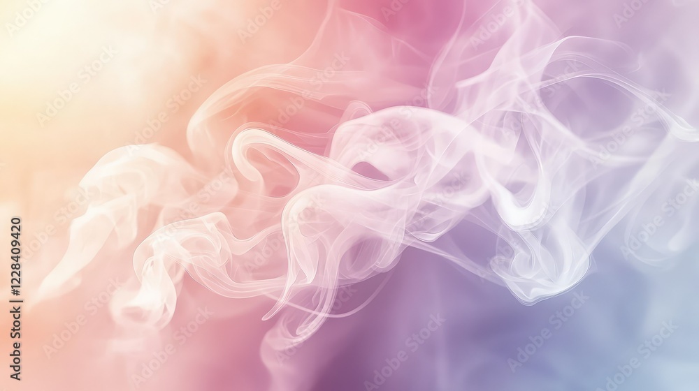 Poster ethereal colorful smoke patterns on soft gradient background