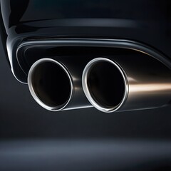Close-up view of dual exhaust tips on a modern vehicle