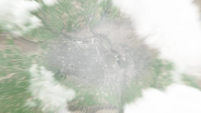 Earth zoom in from space to Yakima, Washington, USA. Followed by zoom out through clouds and atmosphere into space. Satellite view. Travel intro. Images from NASA