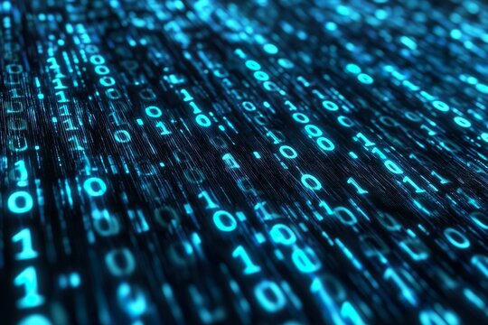 Digital binary code flowing in a futuristic design layout