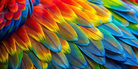Obraz premium Vivid Macaw Feathers: Close-up Texture and Pattern Stock Photo