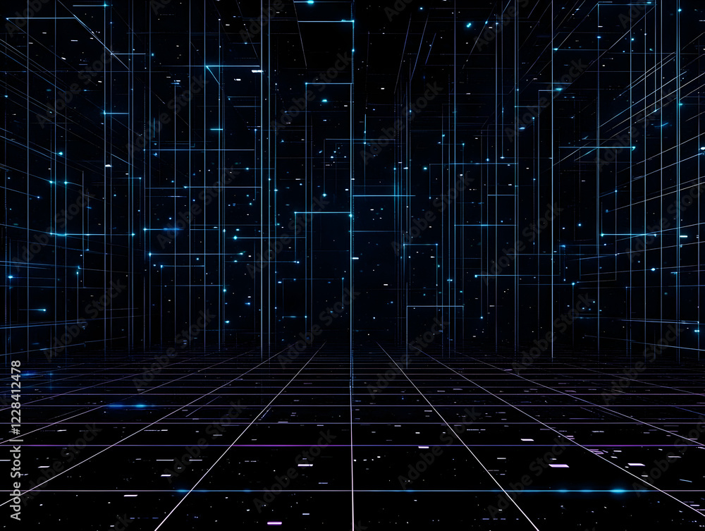 Poster abstract 3d grid background creates a futuristic digital space with glowing lines perfectly.