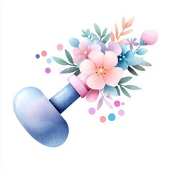 Fototapeta premium Baby shower celebration blessing concept. A colorful stamp with floral design, blending creativity and nature.