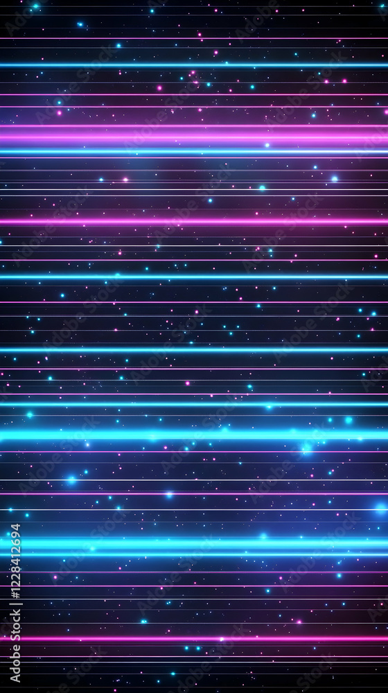 Aufkleber abstract background with glowing neon lines and sparkling particles