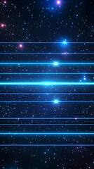 Abstract Space Background with Glowing Horizontal Lines and Stars Scattered Beautifully Across the Image