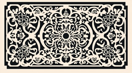 Intricate Floral Design with Symmetrical Patterns and Contrast