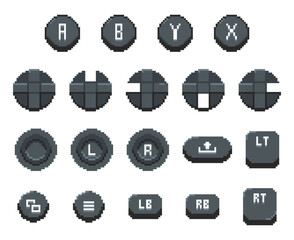 Pixel art video game controller buttons
