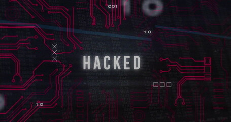 Image of hacked text over data processing