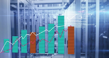 Image of digital data processing over computer servers