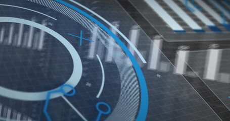 Image of digital data processing over computer screens