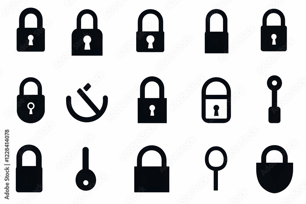 Poster black lock and key icons represent security and access control measures effectively.